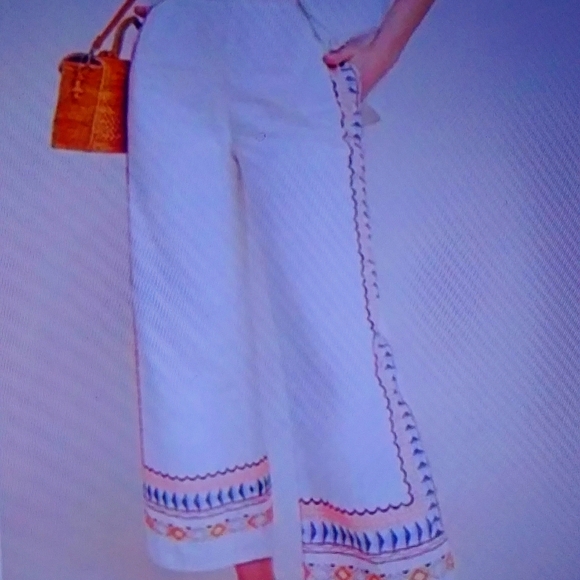 Anthropologie Islander embroidered pants 2p gorgeous bright colors - Picture 13 of 13